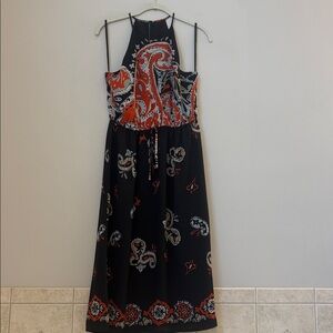 LOFT Black and Red Paisley Dress NWT